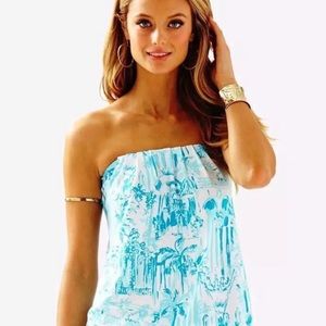 Lillly Pulitzer Tyra Blue Tube Strapless Top